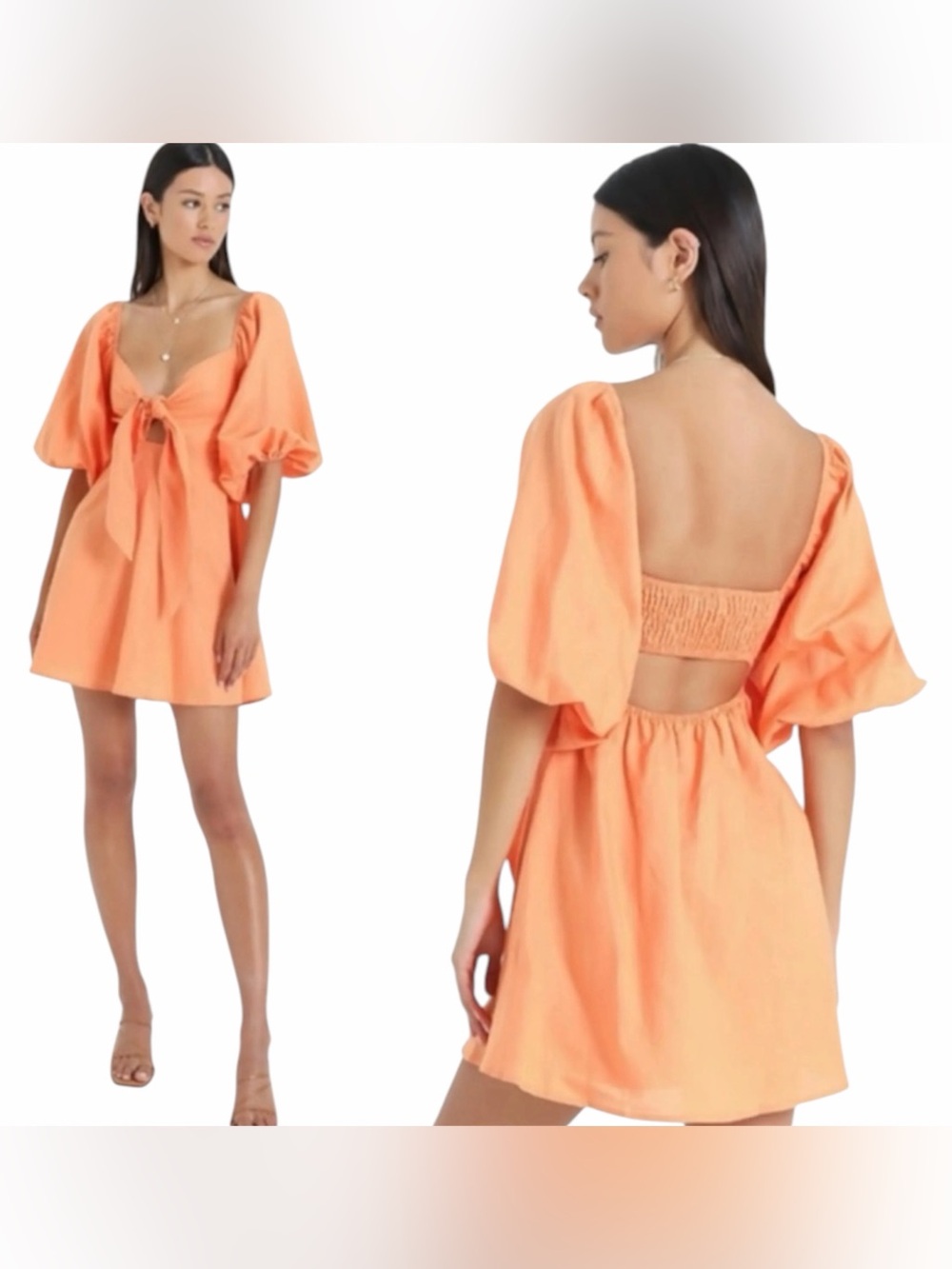 Charlie Holiday Sonny Knot Front Mini Dress in papaya orange Size 4
